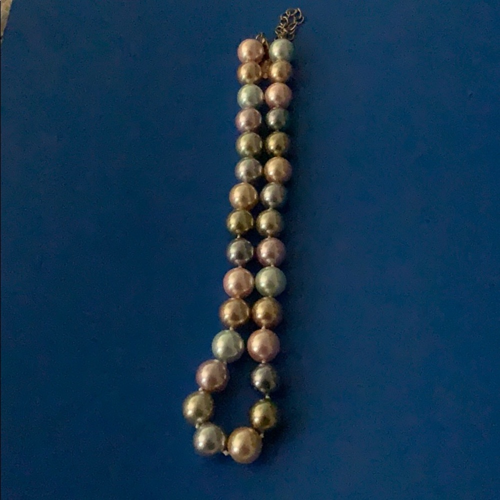 K J L multi color faux pearl necklace.